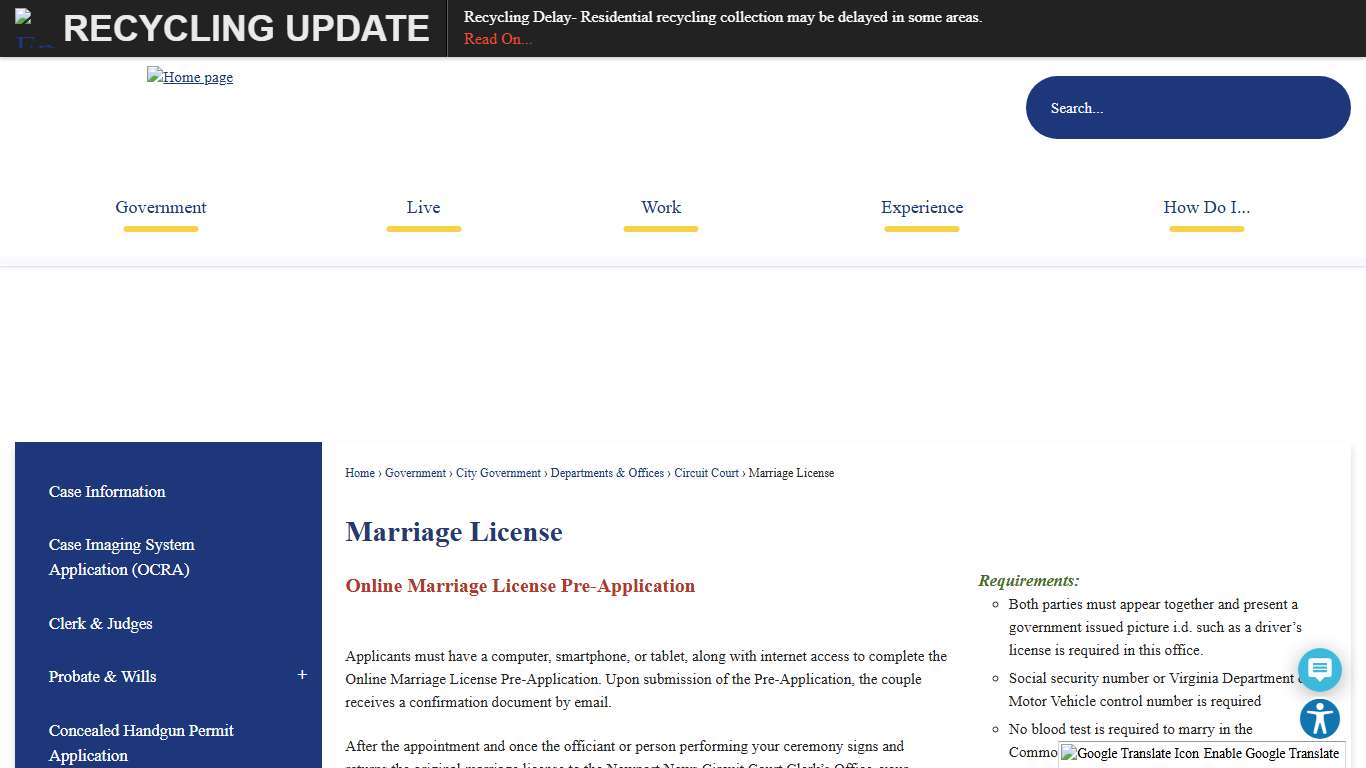 Marriage License | Newport News, VA - Official Website