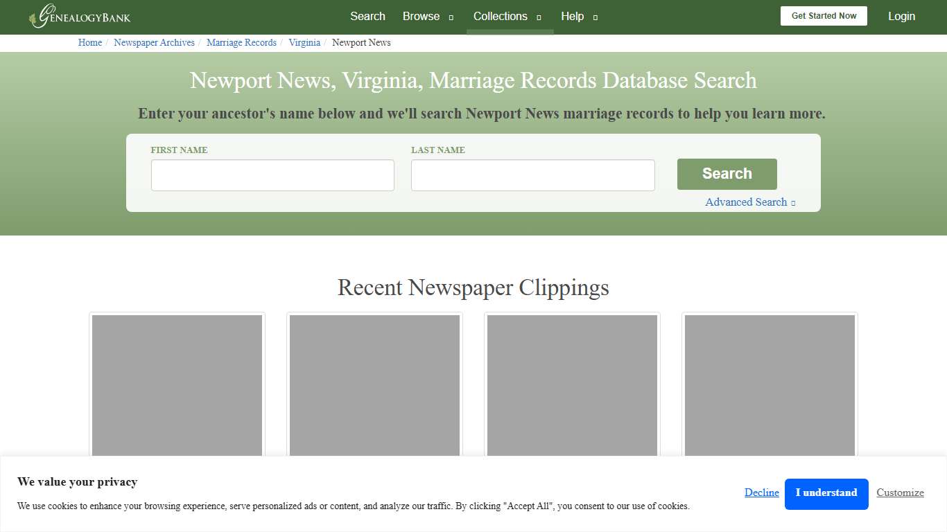 Newport News, Virginia, Marriage Records Online Search
